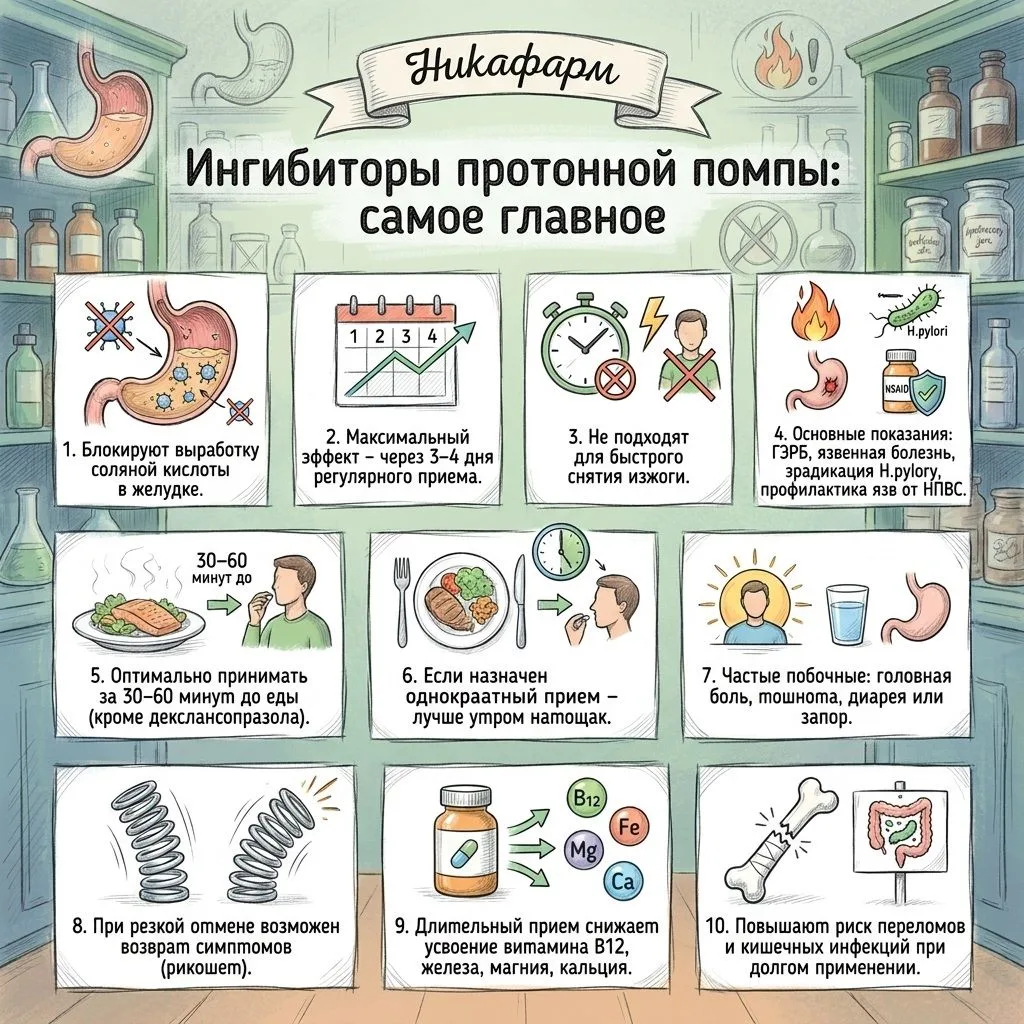 🔴 ИНГИБИТОРЫ ПРОТОННОЙ ПОМПЫ: САМОЕ ГЛАВНОЕ (ШПАРГАЛКА)

📋 Коллеги, 10 основных фактов об ингибито