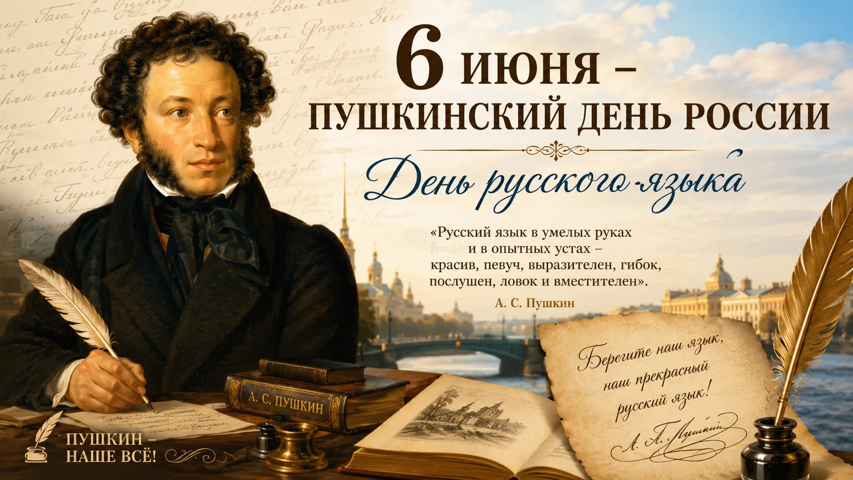 С Днём русского языка и Пушкинским днём России!
🌟6 июня - особенная дата, напоминающая нам о богатс