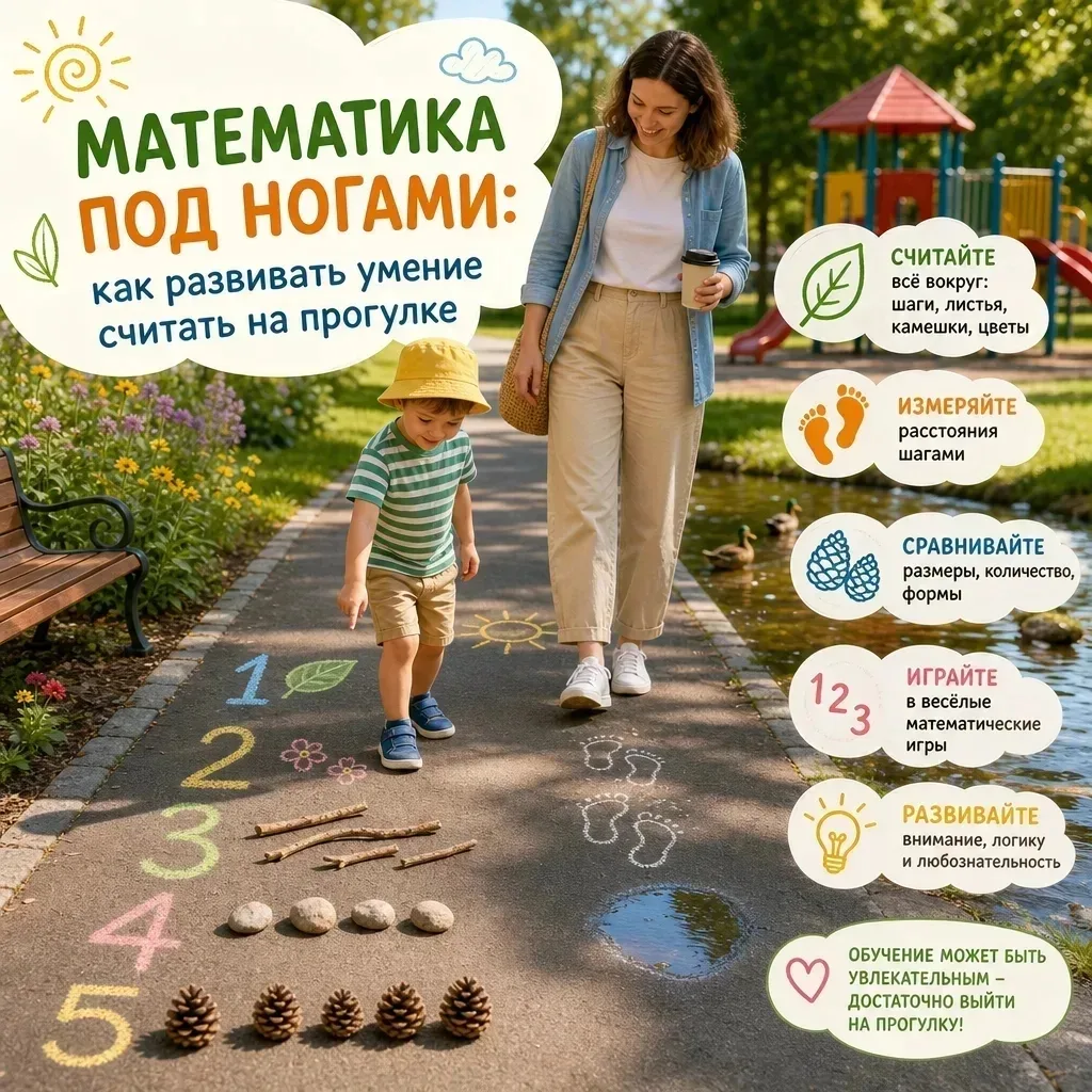 🌿 Математика под ногами: как учить счету и развивать логику на прогулке

🍃Для ребенка с особыми об