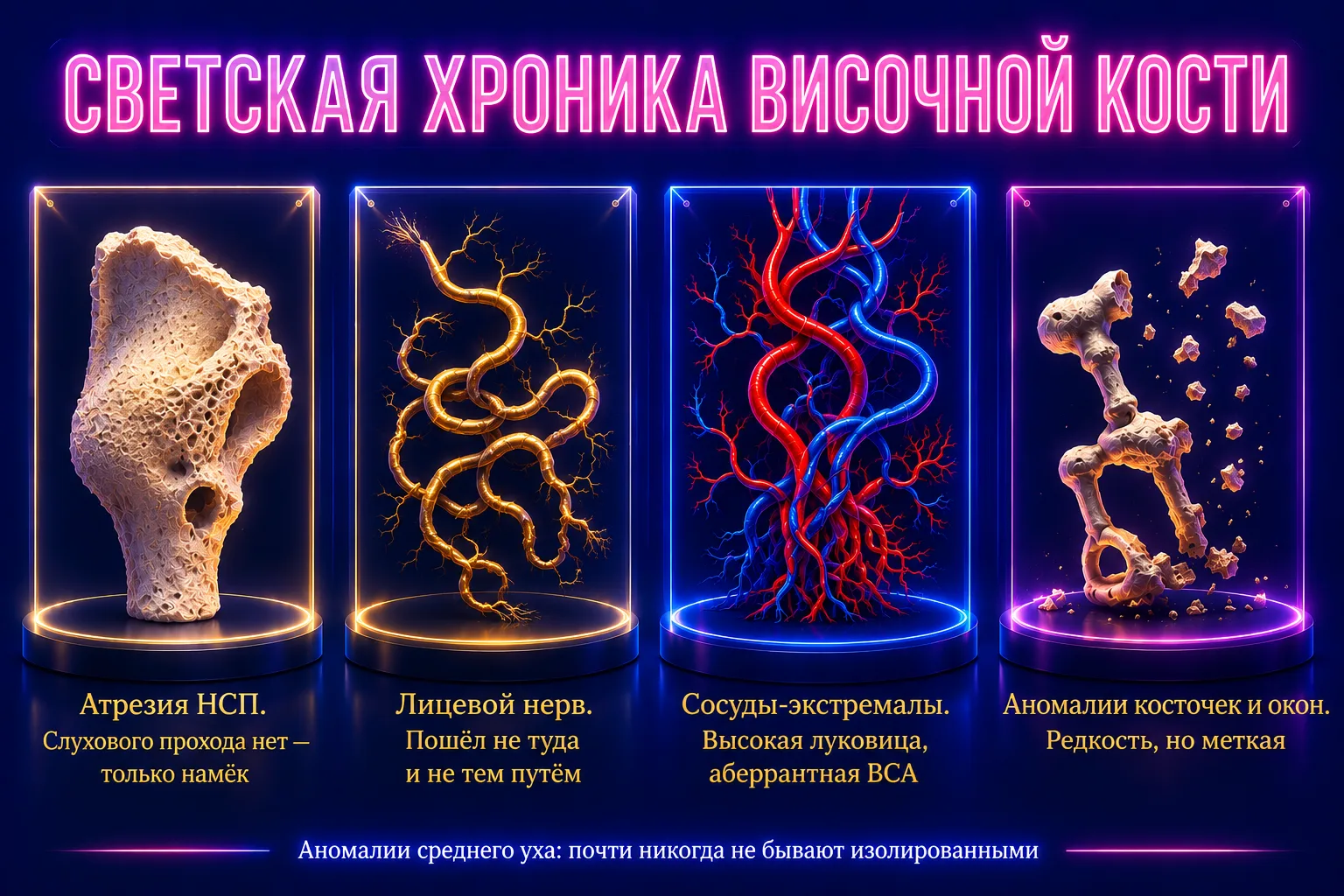 СВЕТСКАЯ ХРОНИКА ВИСОЧНОЙ КОСТИ:

Аномалии среднего уха, которые любят устраивать сюрпризы

Дорогие 