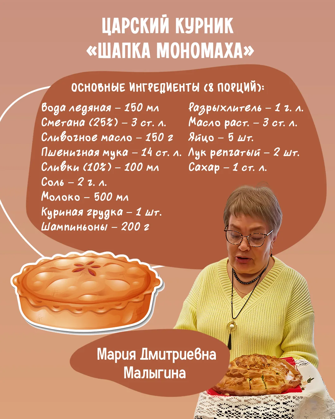 🥮 Царский курник «Шапка Мономаха»

В традиционной русской кухне особое место по праву занимает курн