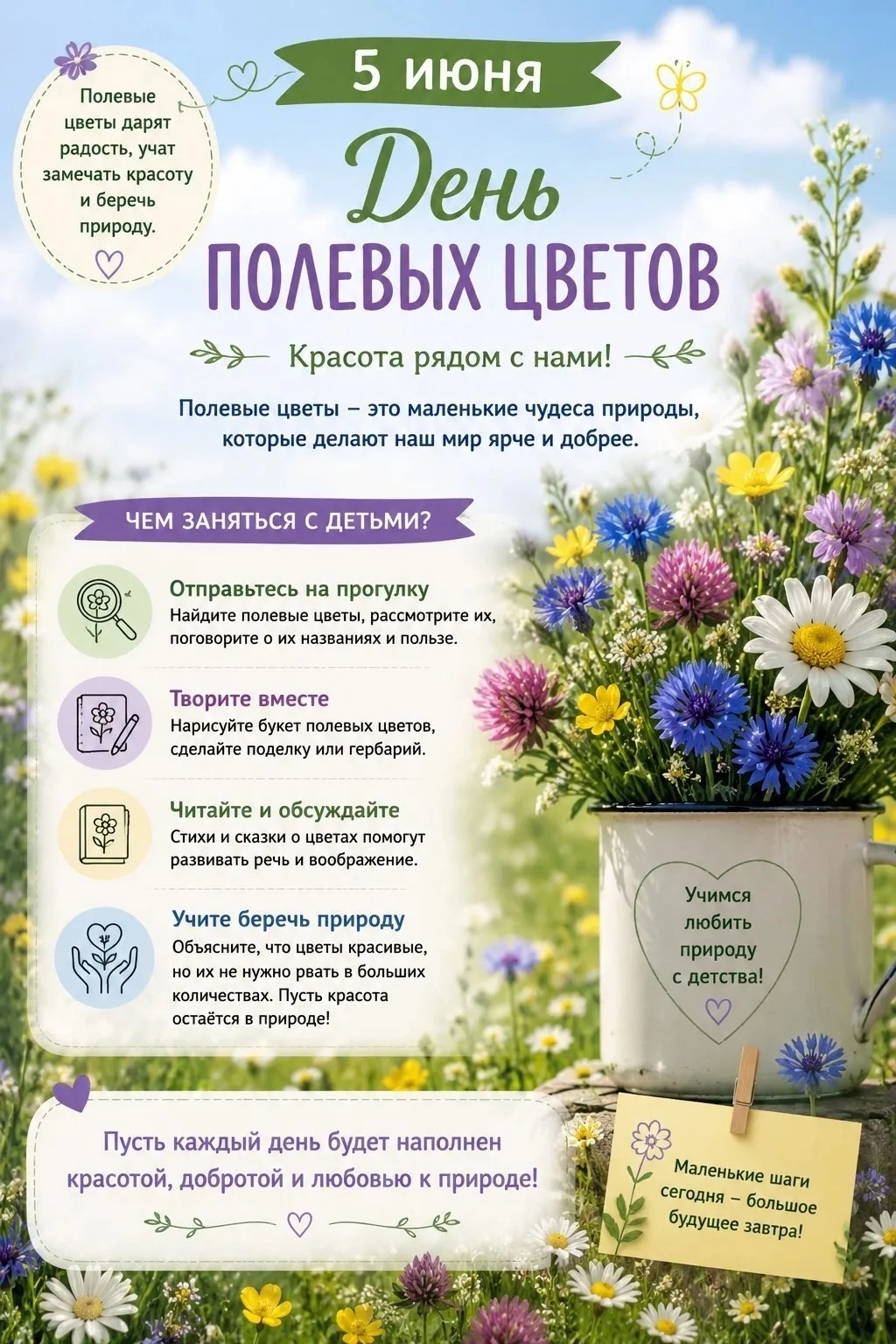 Сегодня 5 июня — день скромных полевых цветов 🌻
Пусть ваши выходные будут такими же живыми и свежим