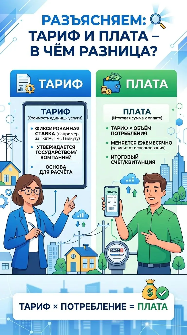 Разъясняем: тариф и плата – в чём разница

Достаточно часто возникают ситуации, в которых понятия «ц