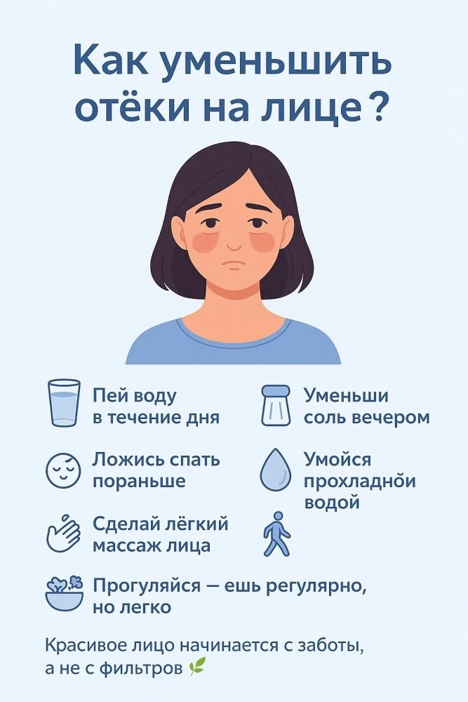 ПОЧЕМУ ПО УТРАМ ЛИЦО ОТЕКАЕТ — И ЧТО С ЭТИМ ДЕЛАТЬ
Утренние отёки — сигнал организма, а не приговор.
