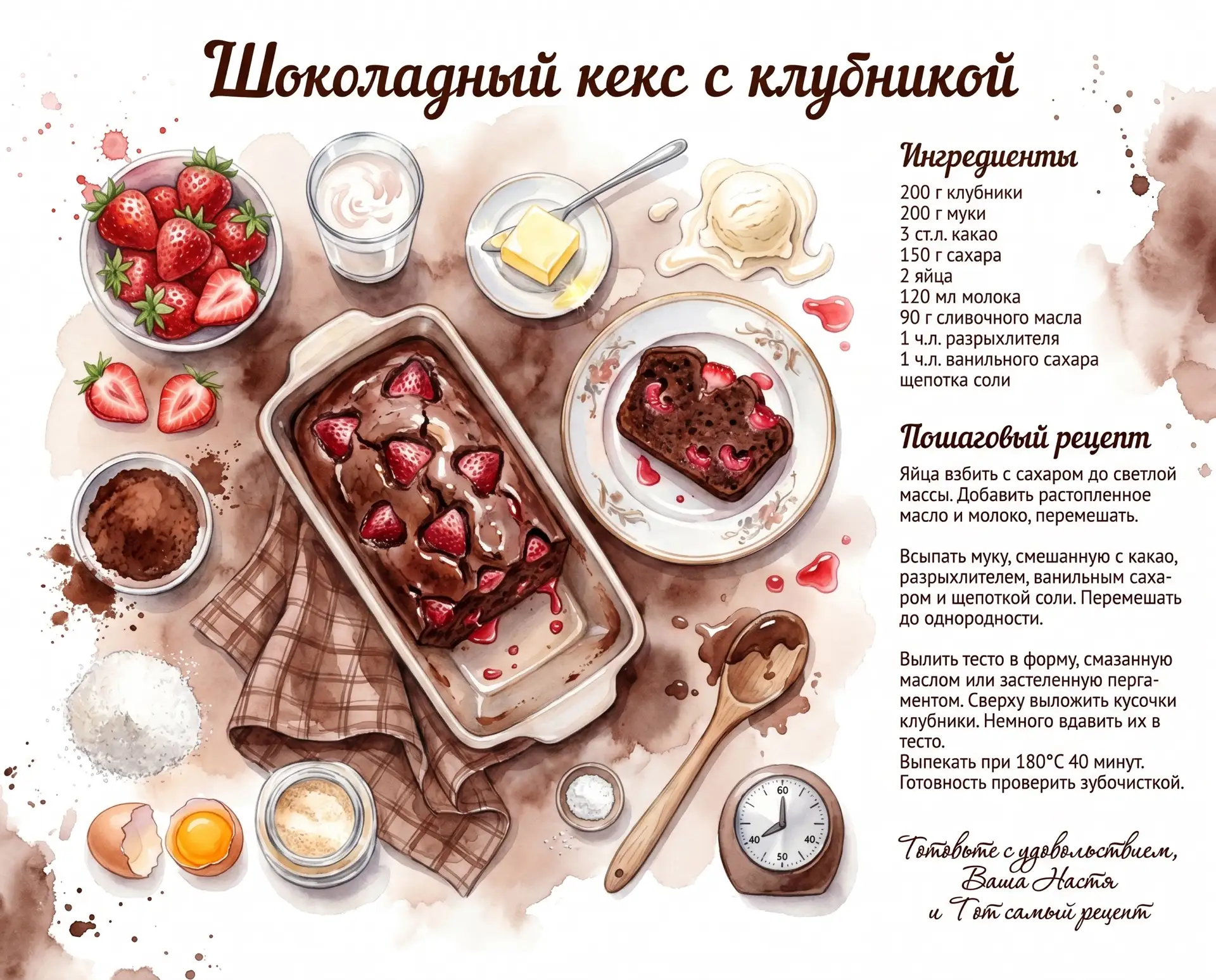 Шоколадный кекс с клубникой — нежное шоколадное удовольствие с сочными ягодными нотками

Шоколадный 
