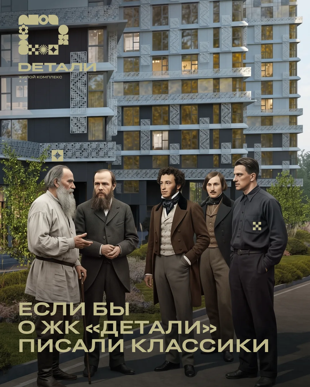 ЖК «Детали». Офис продаж. Внутри — Достоевский третий час не может выбрать между студией и евродвушк
