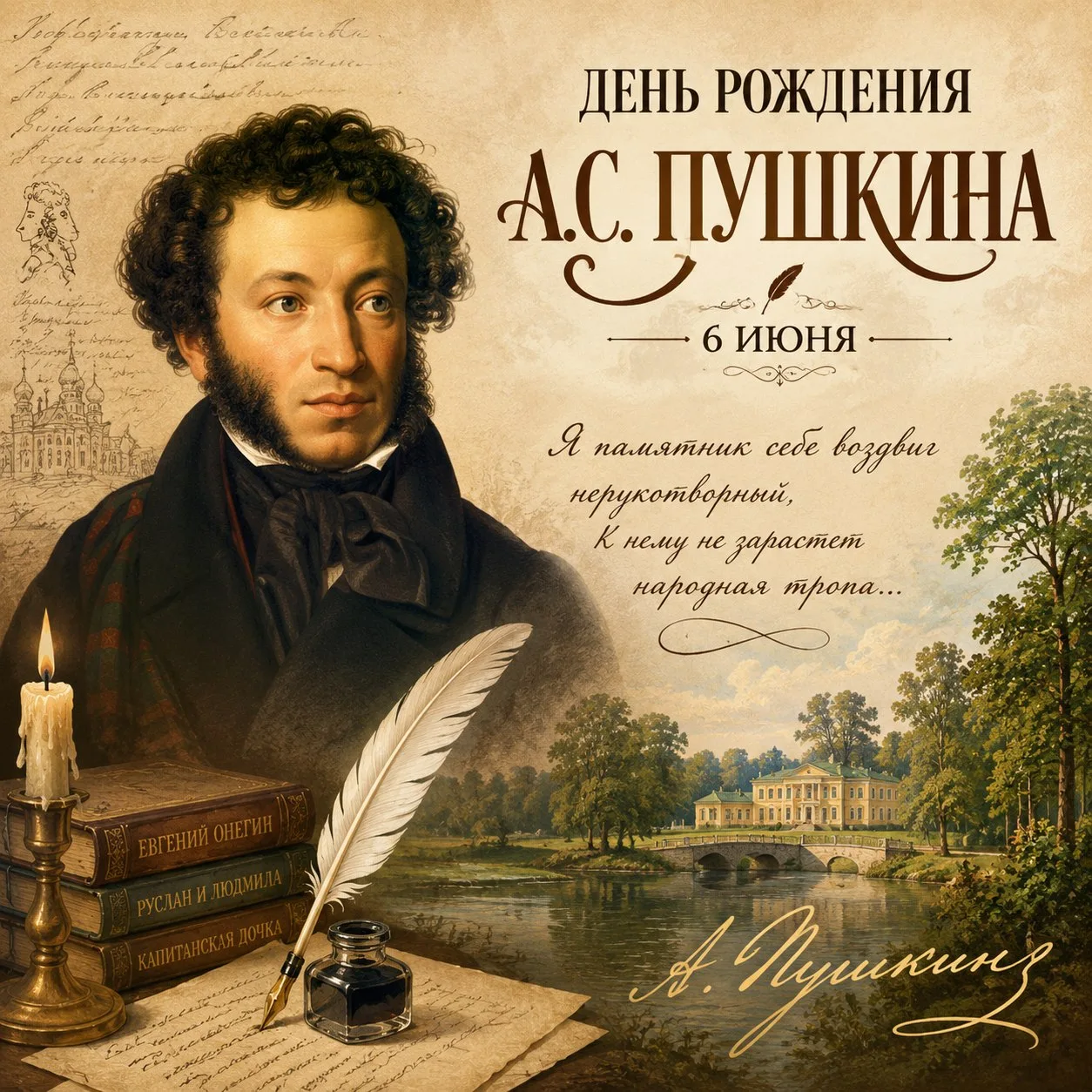 🗓️Сегодня, 6 июня, мы отмечаем знаменательную дату — день рождения Александра Сергеевича Пушкина, в