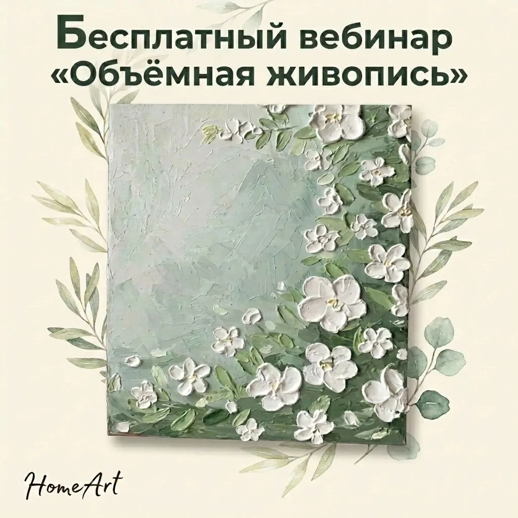 Смотрите, какую картину будем писать на ближайшем эфире 🌸

Белые объёмные цветы на мягком мятном фо