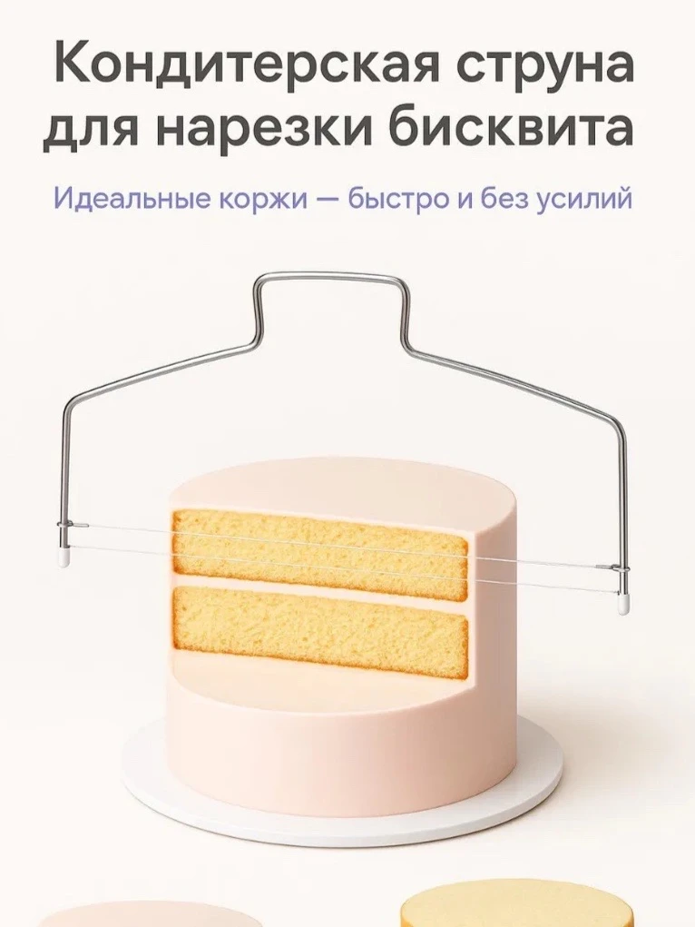 🍰Кондитерский струна-нож

- Две прочные струны из нержавеющей стали легко разрезают даже самые плот