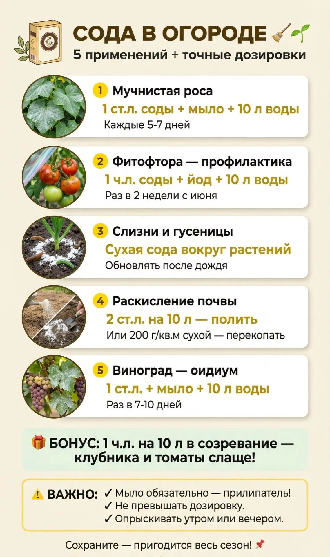 Обычная сода на страже урожая: 5 проверенных рецептов 🧼

Простые народные средства часто работают н