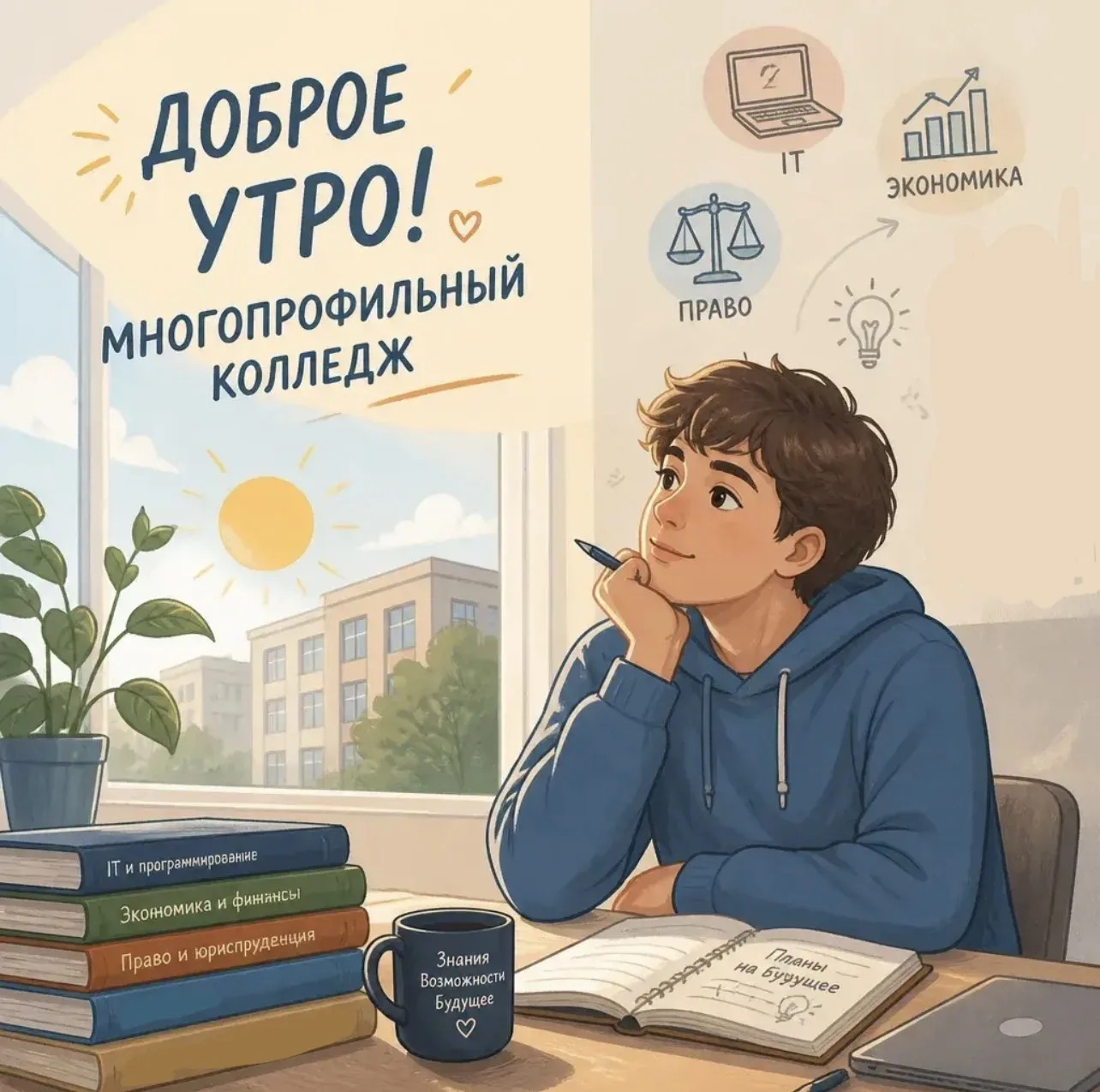 🌞 Доброе утро, Многопрофильный колледж!

Желаем всем студентам лёгких зачётов, успешных экзаменов и