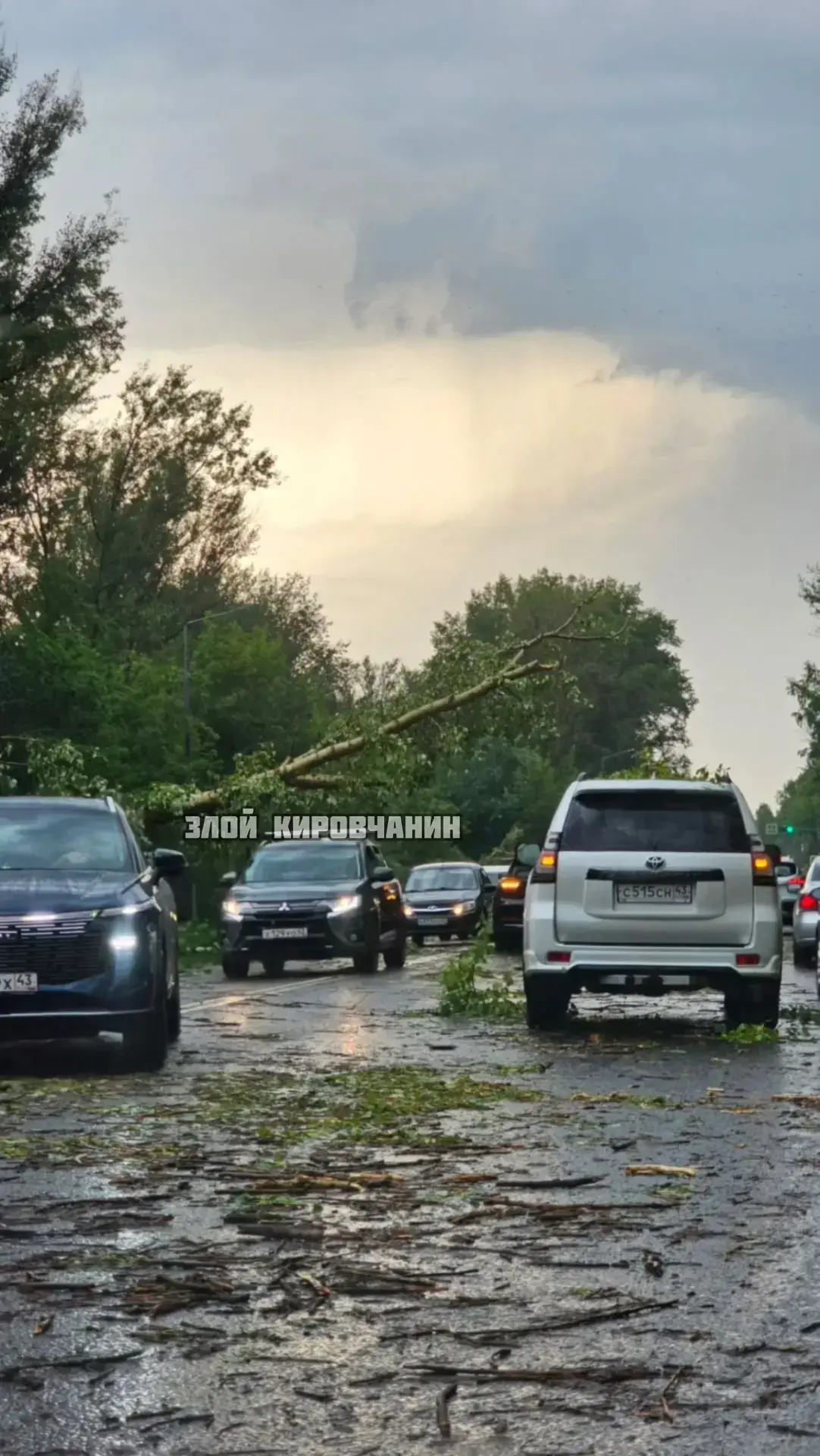 Последствия сильного ветра в Кирове