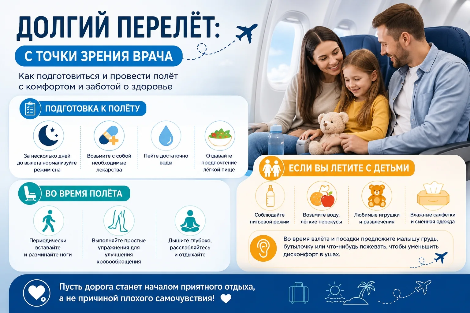 ✈🌍 Долгий перелёт — это испытание для организма, но правильная подготовка поможет перенести дорогу 