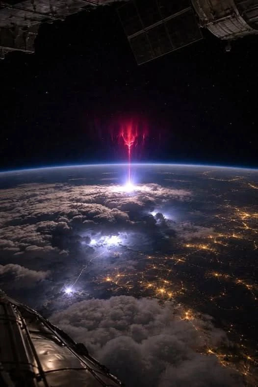 Астронавт на Международной космической станции (МКС) заснял необычное атмосферное явление — спрайты 