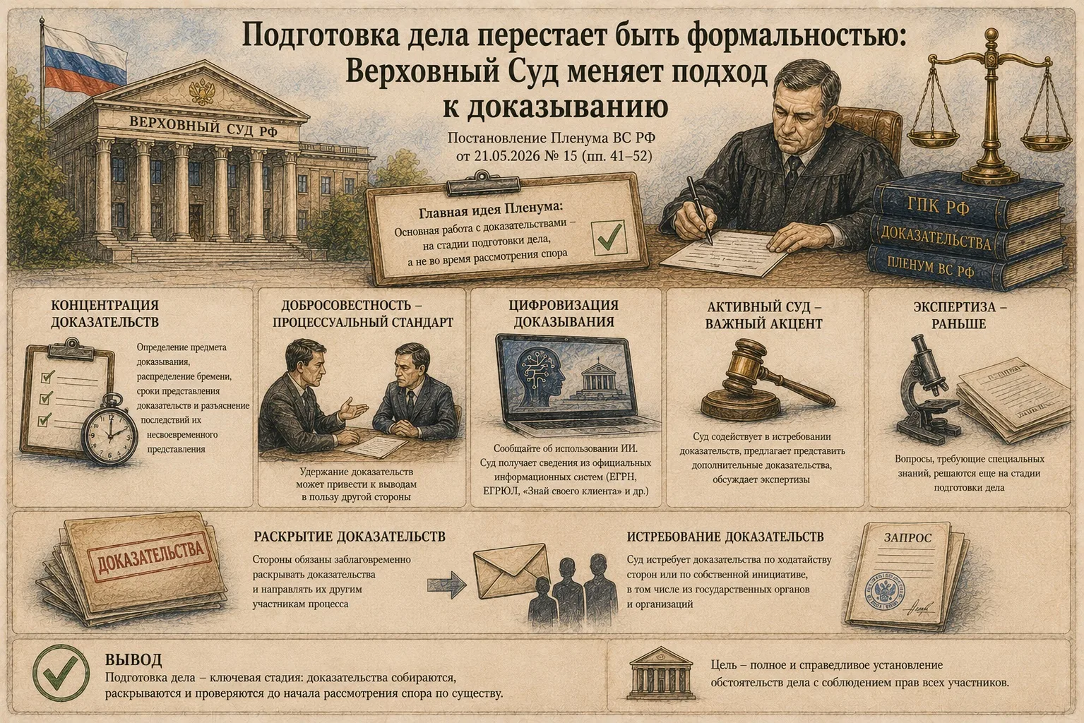 Подготовка дела перестает быть формальностью: Верховный Суд меняет подход к доказыванию 
#civpro_ВС 