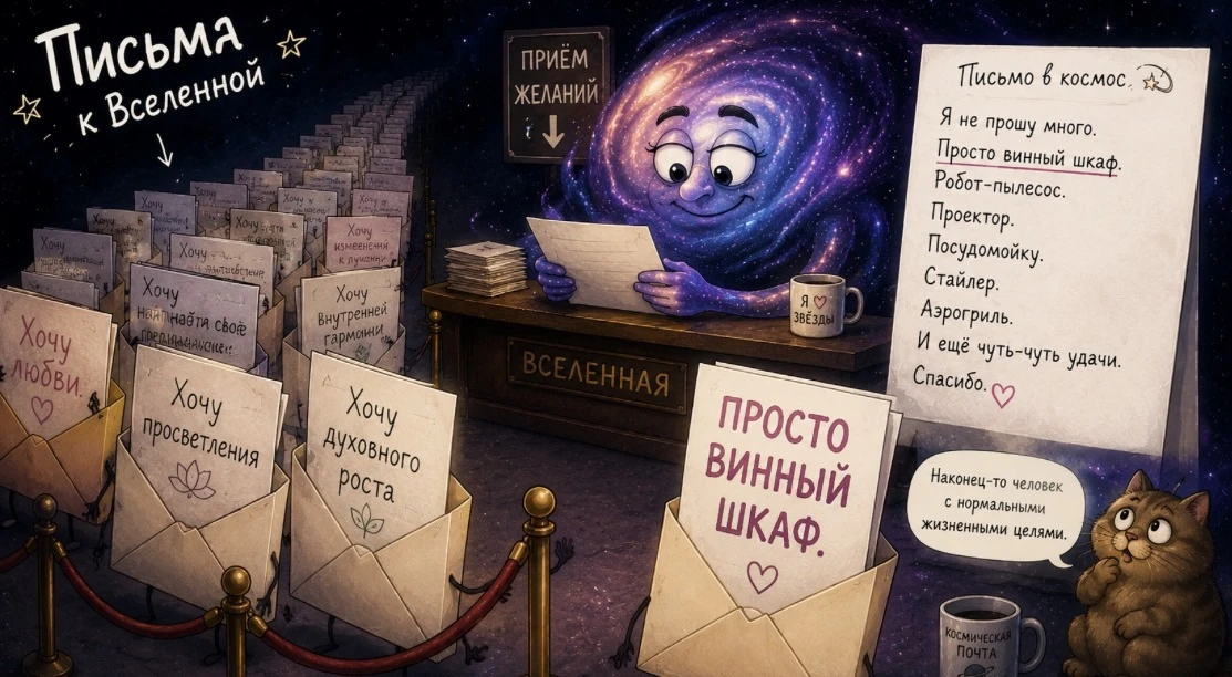 Письмо в космос 💫

"Дорогая Вселенная!

Спасибо за уроки, опыт и личностный рост.
Теперь можно пере