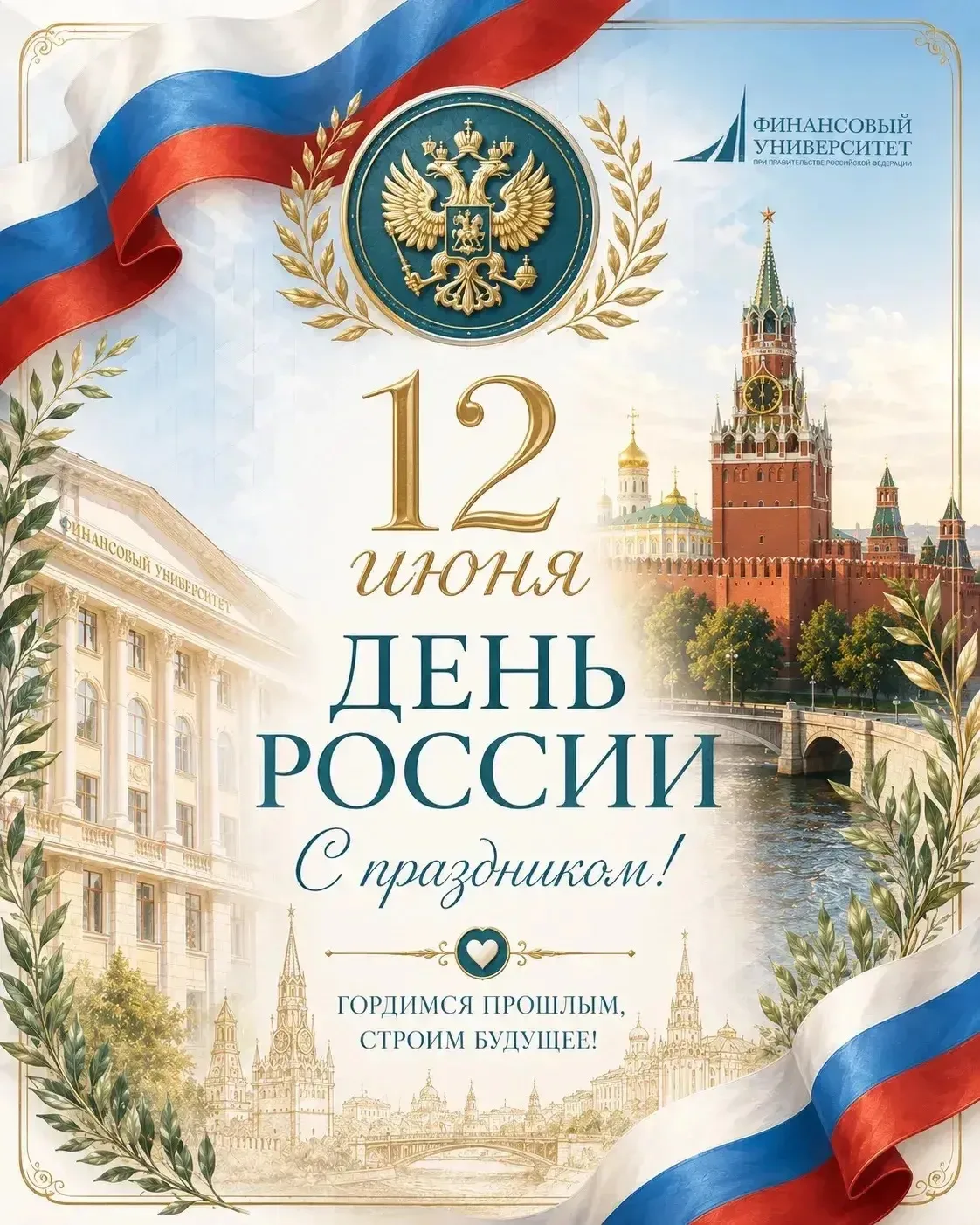 С Днём России! 🇷🇺
Дорогие друзья, выпускники, студенты, преподаватели, партнёры!
Финансовый универ