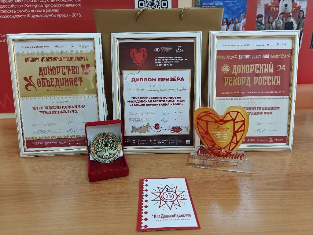 Друзья! 
Служба крови Республики Мордовия в числе лучших: донорское движение региона отмечено на фед