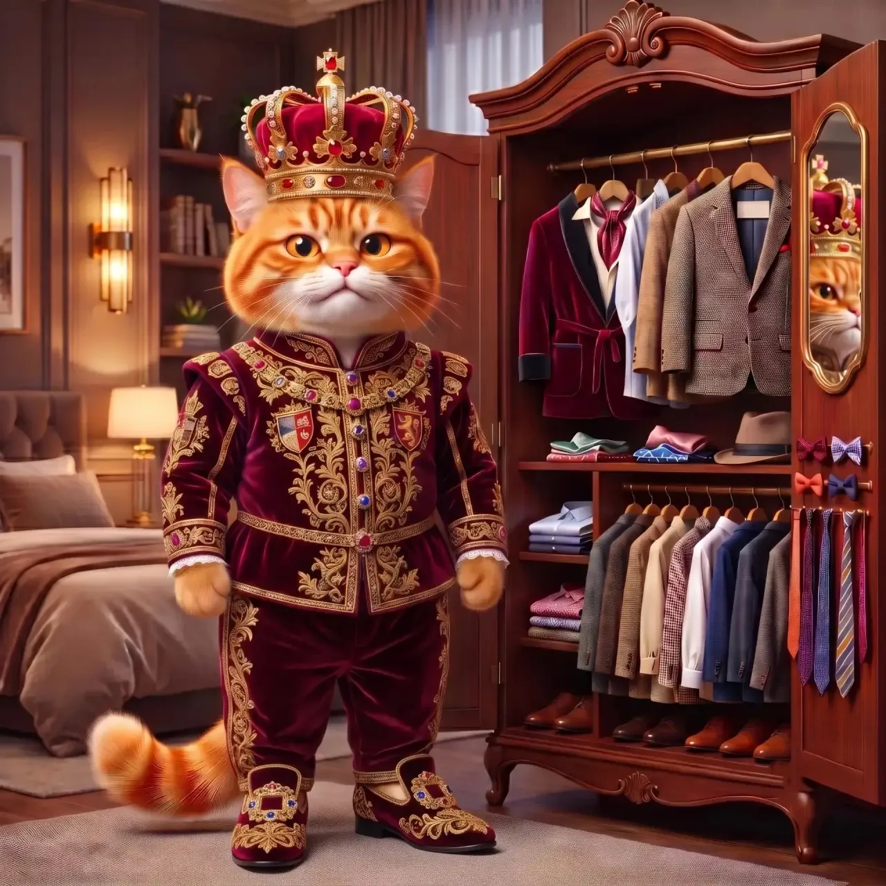👑 КВЕСТ: МЕГА-ГАРДЕРОБ КОЛБАСА!🐱

Какой шик! Наш Шеф полностью одет с лап до ушей: золотая корона,