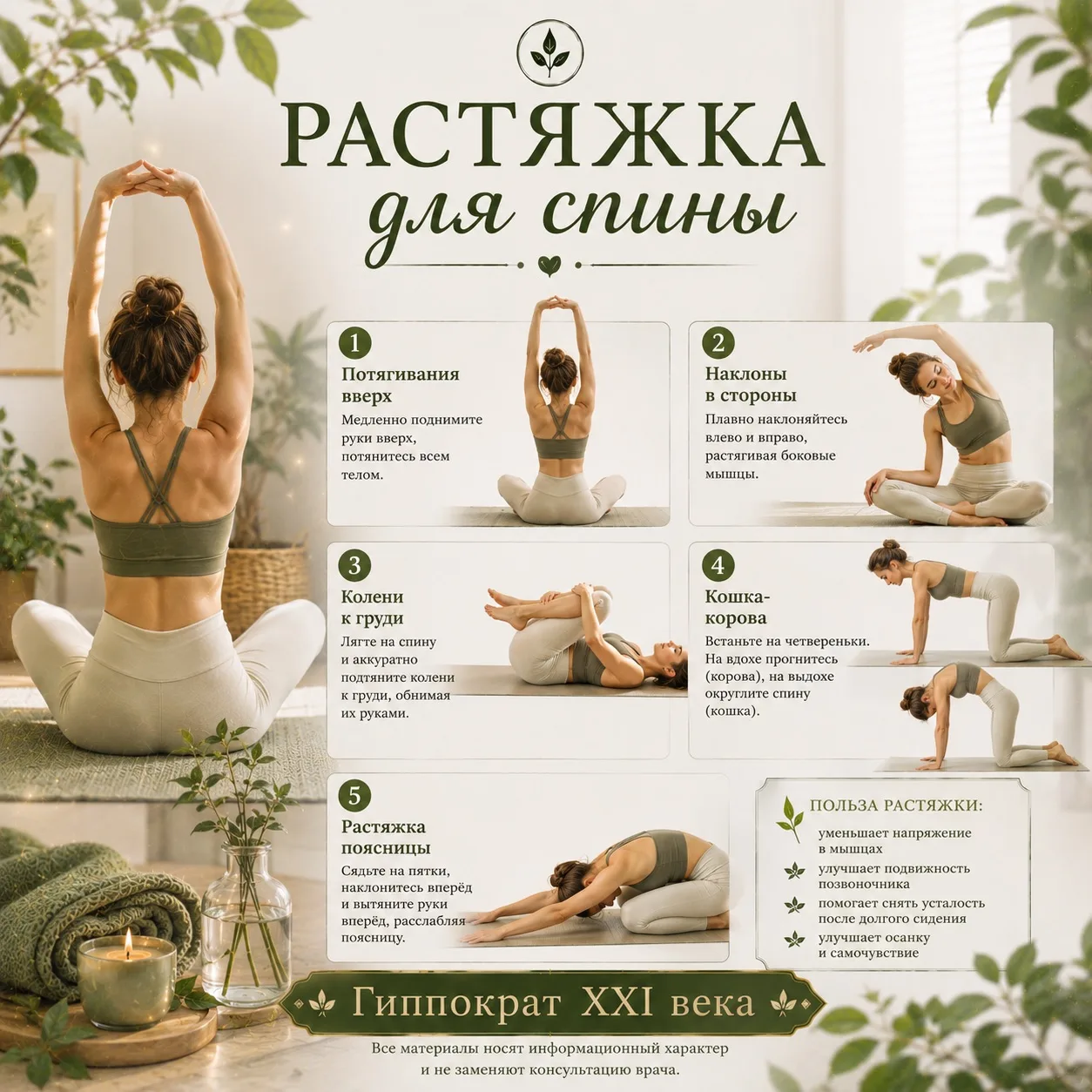 🌿 Растяжка для спины

Если вы много сидите за компьютером или долго проводите время за рулём, мышцы