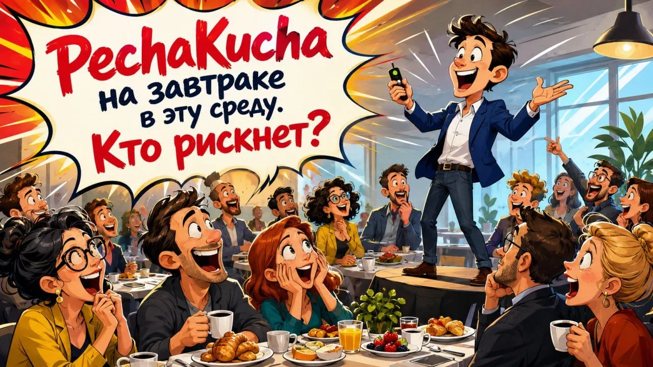 🔥 20 слайдов. 20 секунд. И никакой пощады

Есть такой формат выступлений — PechaKucha.

С японского