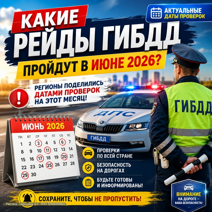 ⚠️ СРОЧНО! ⚡️ Слили информацию какие рейды ГИБДД пройдут в июне 2026!

Регионы поделились датами про
