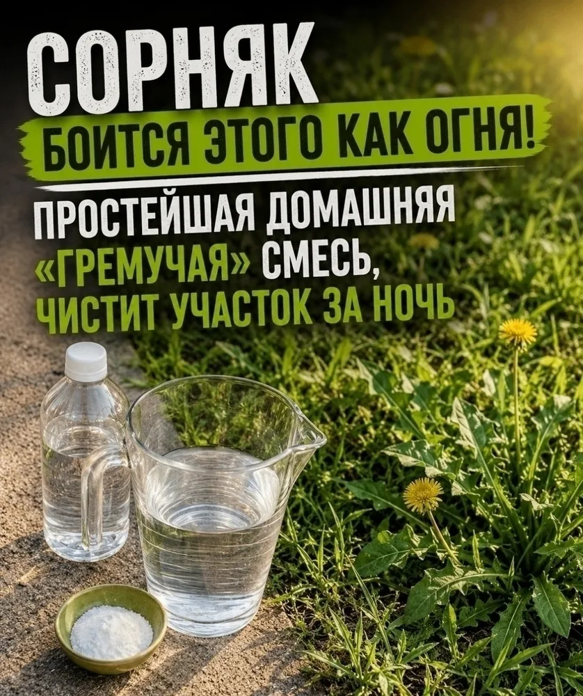 COPНЯК БОИТСЯ ЭТОГО КАК ОГНЯ!
ПРОСТЕЙШАЯ ДОМАШНЯЯ «ГРЕМУЧАЯ» СМЕСЬ, ЧИСТИТ УЧАСТОК ЗА НОЧЬ!
Вам пона