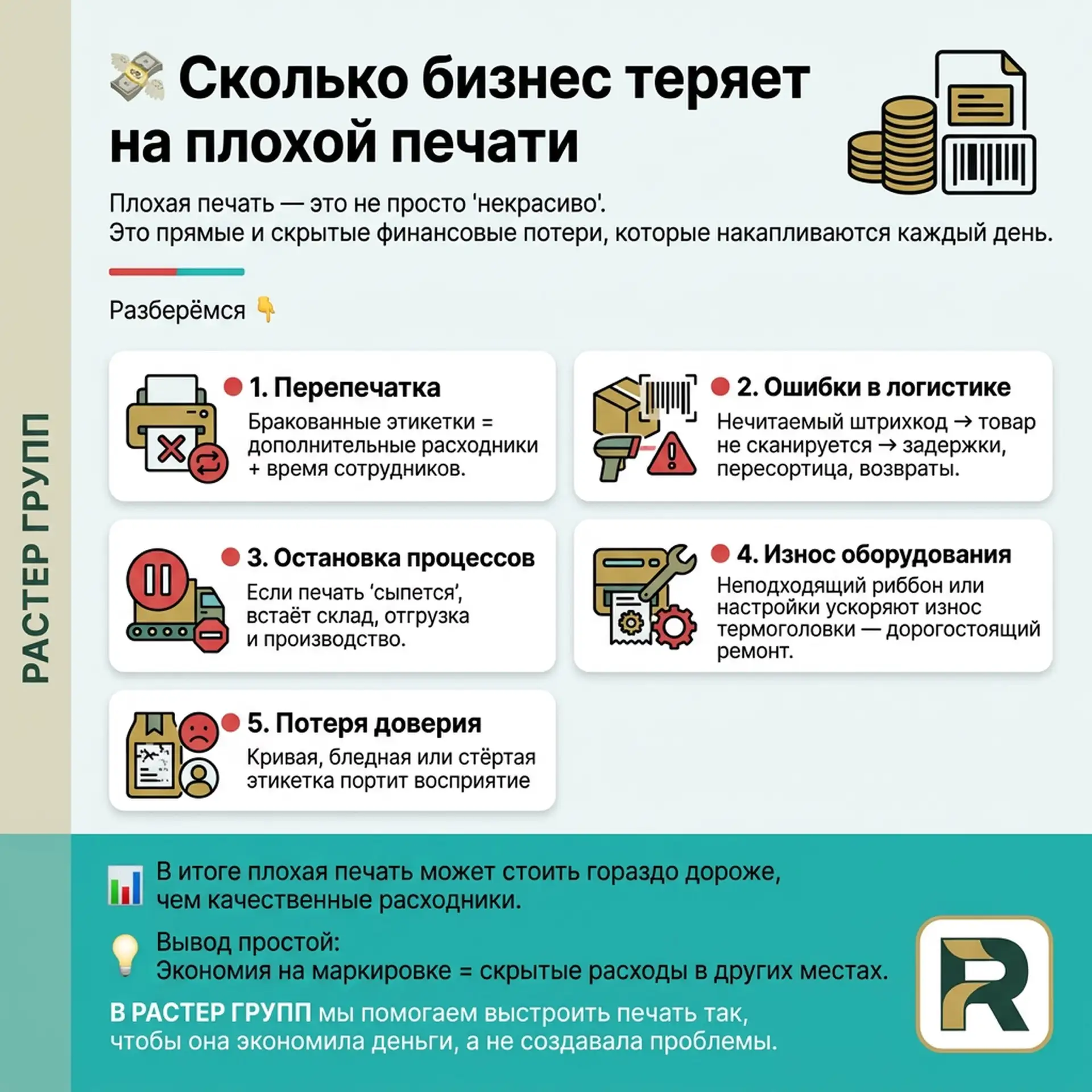 💸 Сколько бизнес теряет на плохой печати

Плохая печать - это не просто "некрасиво".
Это прямые и с
