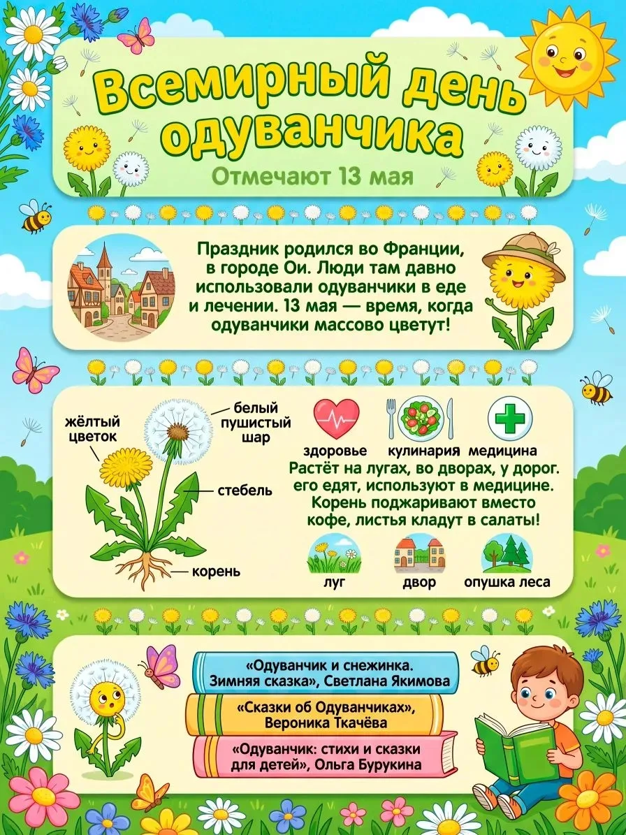 Вчера, 13 мая, отмечался 
ВСЕМИРНЫЙ ДЕНЬ ОДУВАНЧИКА🌼 

Одним из символов расцветающей весны являютс