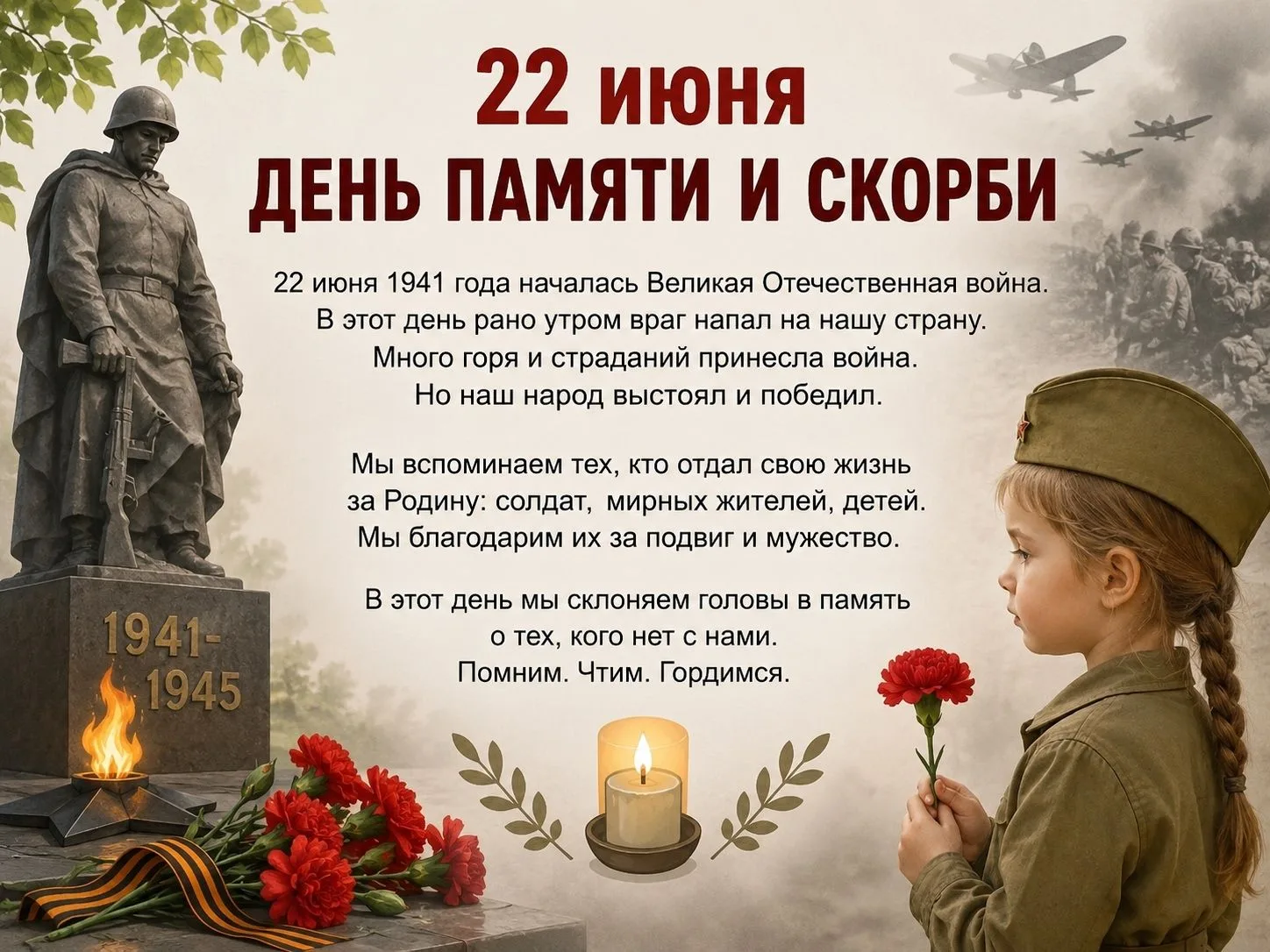 22 июня — День памяти и скорби. Как рассказать ребенку о важной дате?

22 июня — особый день в истор
