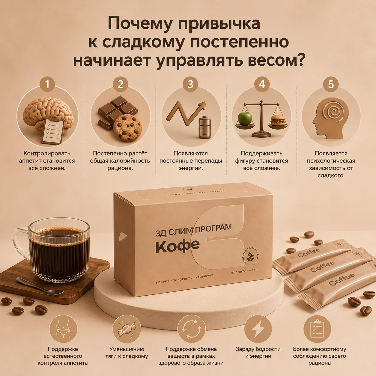 Почему привычка к сладкому постепенно начинает управлять весом?

Когда мозг ежедневно получает сигна
