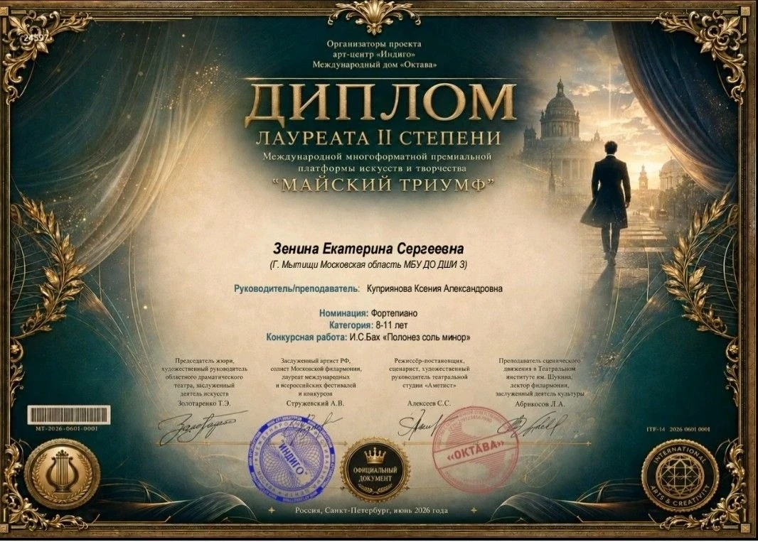 🎉 Поздравляем ЗЕНИНУ ЕКАТЕРИНУ с победами сразу в 4 конкурсах: 

Международная многоформатная преми