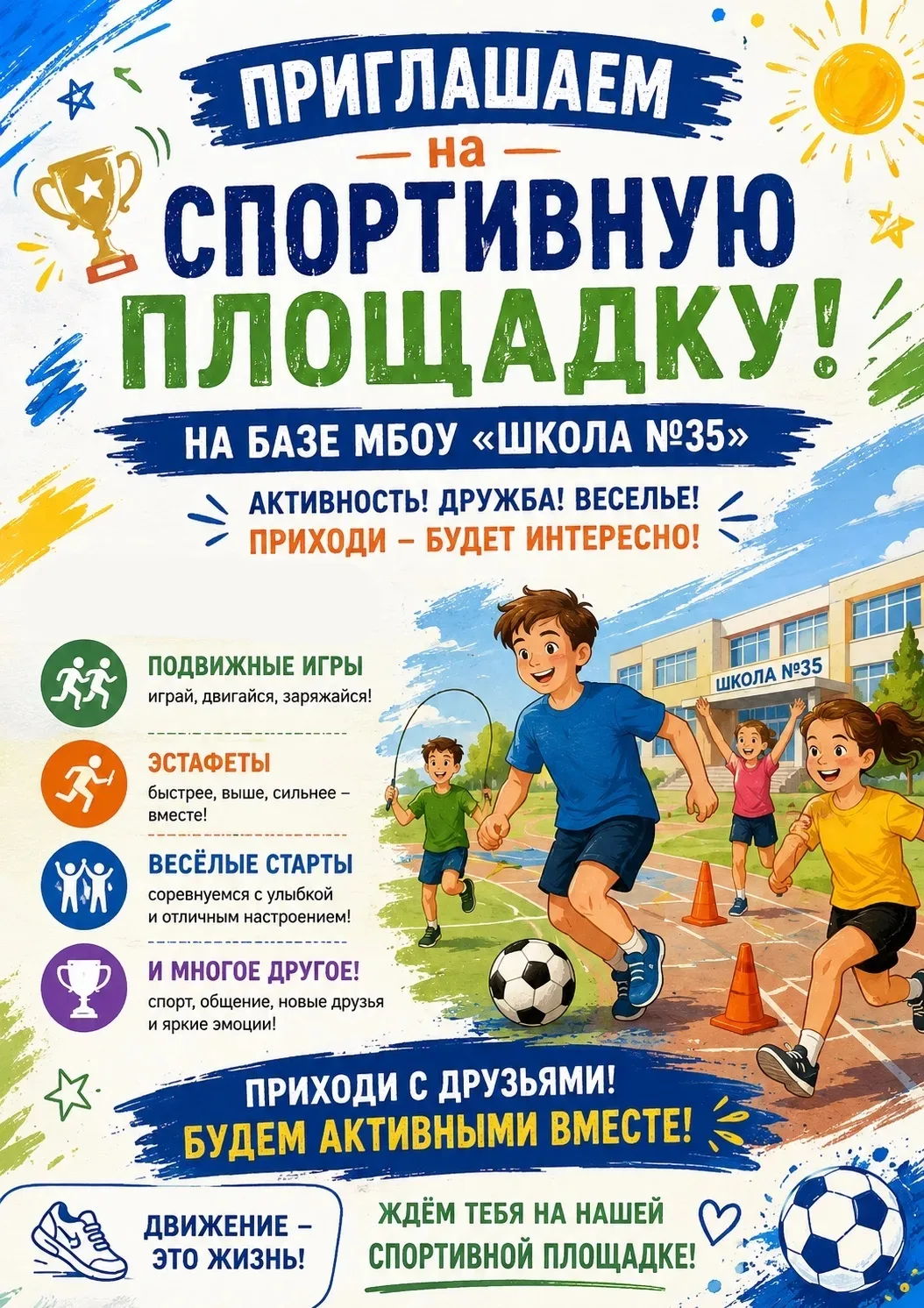 1. 01.06.2026 
10.00-12.00 Веселые старты
2. 04.06.2026 
10.00-12.00 Спортивная эстафета 
3. 08.06.2