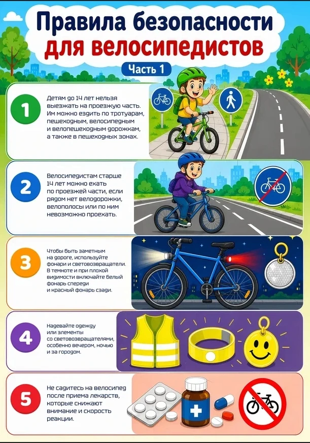 🚴‍♂️ Правила безопасности для велосипедистов!

Лето – время активных поездок. Чтобы прогулки на вел