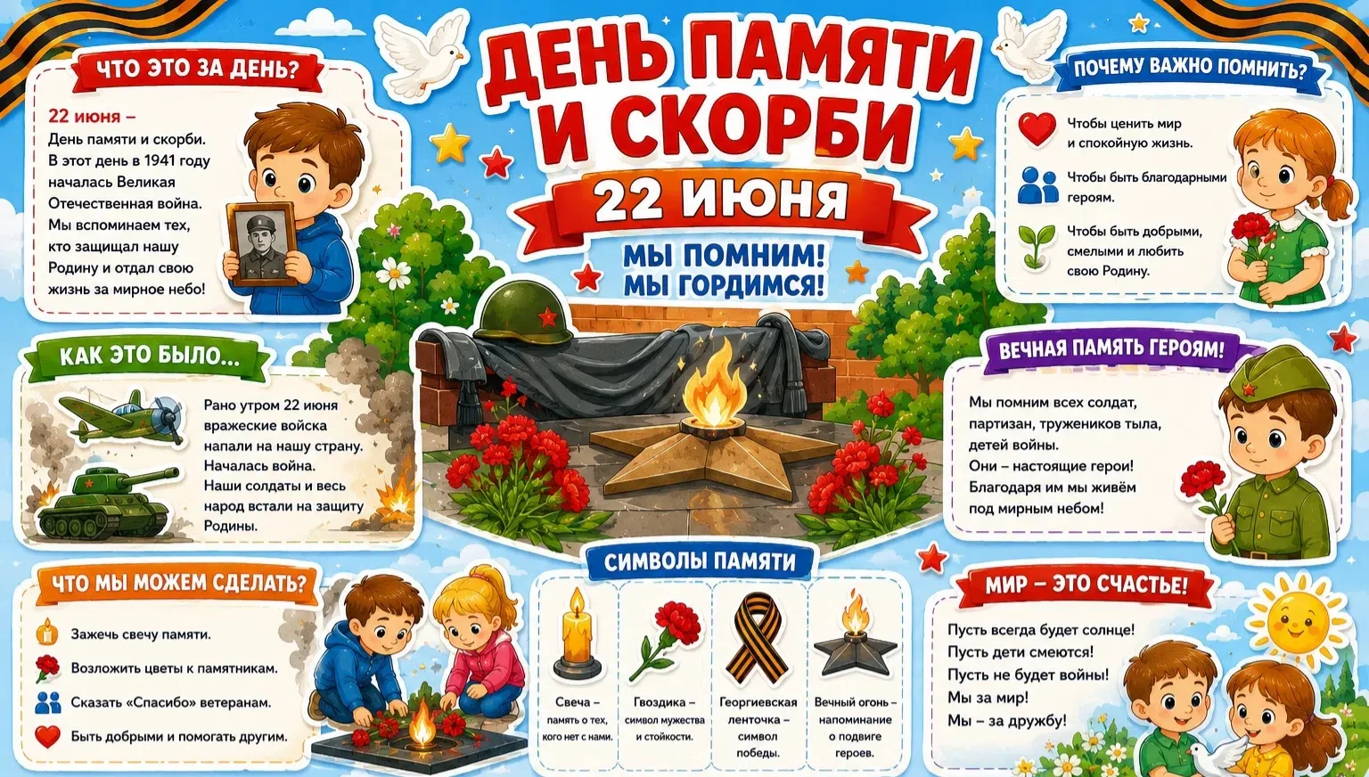 День памяти и скорби🙏 — памятная дата в России🇷🇺, которая отмечается ежегодно 22 июня.

Она посвя