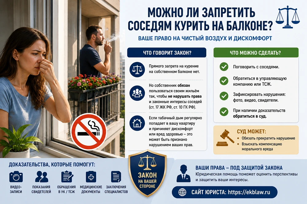 🚬 Можно ли запретить соседям курить на балконе?

Лето, открытые окна, свежий воздух… и сигаретный д