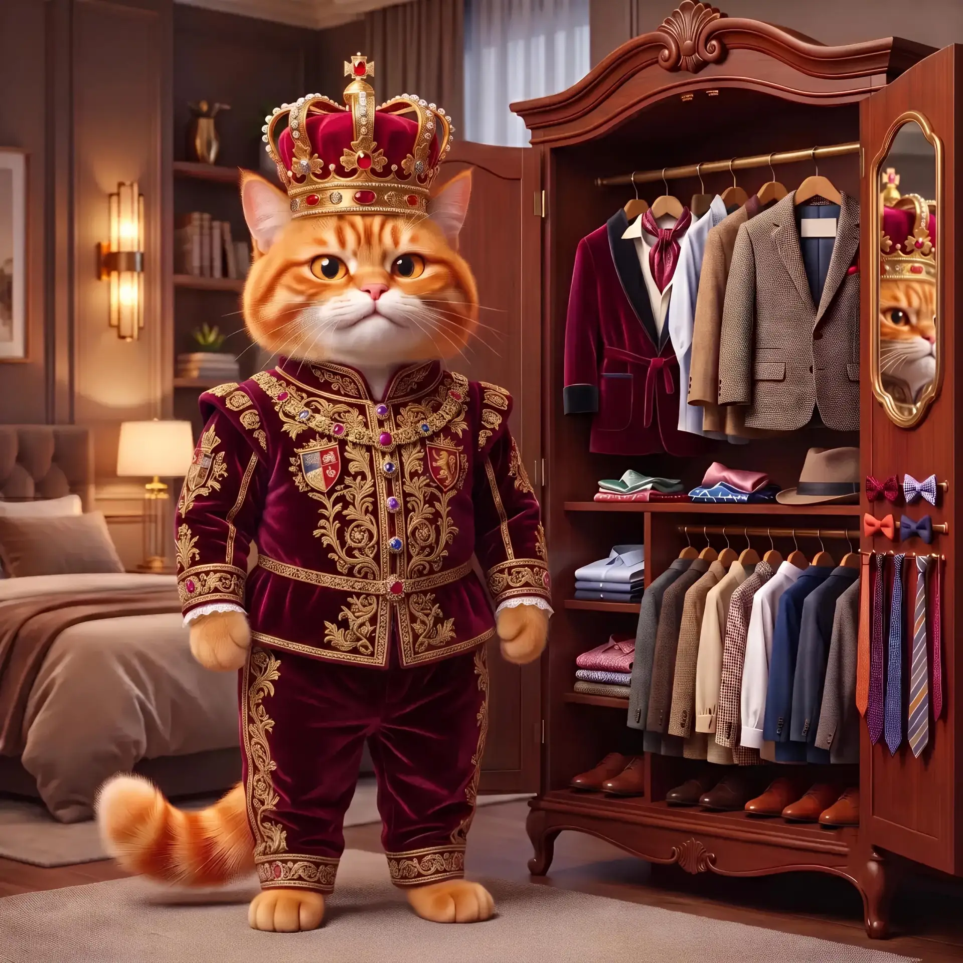 👑 КВЕСТ: МЕГА-ГАРДЕРОБ КОЛБАСА! 🐱

Невероятно! Теперь наш Шеф в короне, камзоле и роскошных бархат