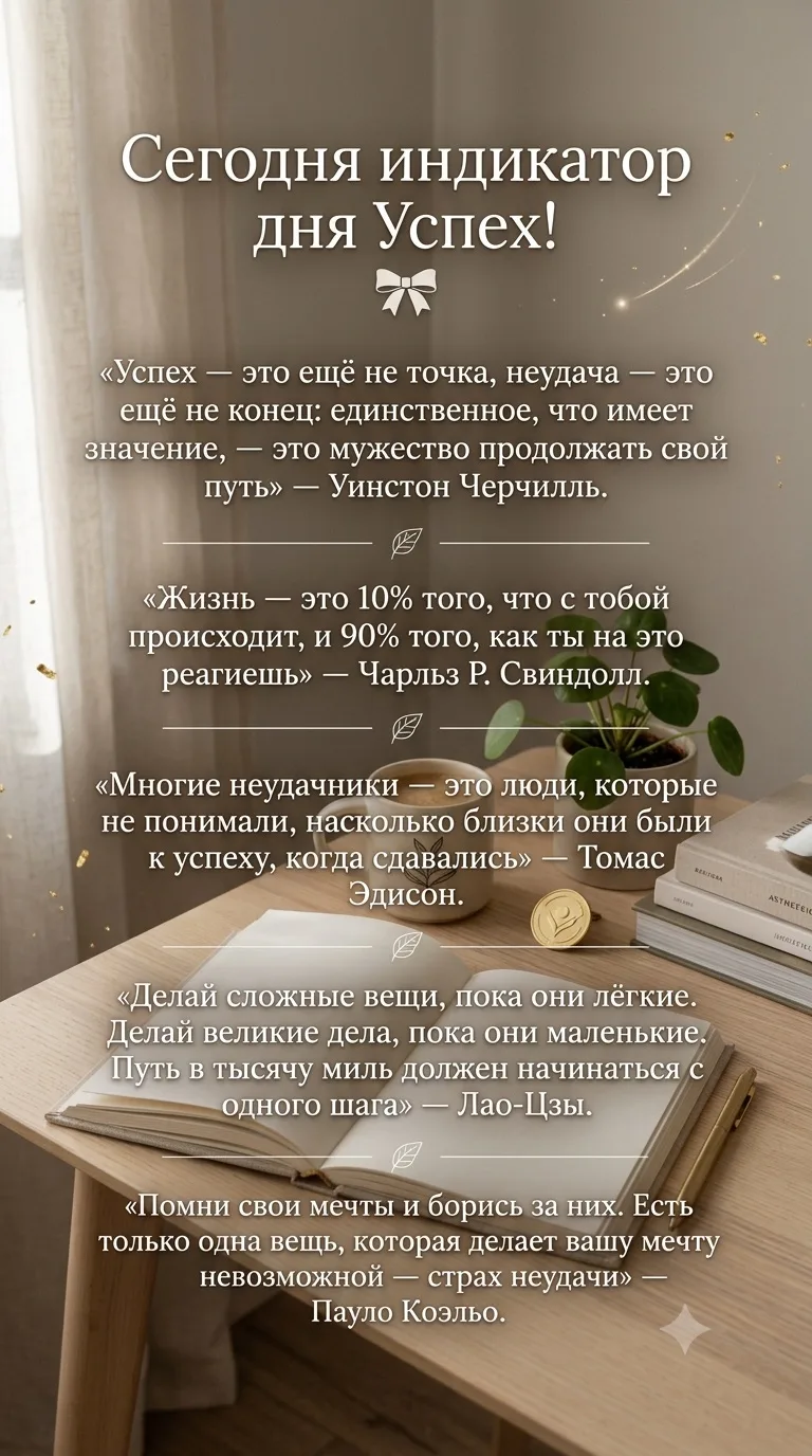 Дорогие, встречаем День Успех!

Успех — это не только достижения, это прежде всего ощущение легкости