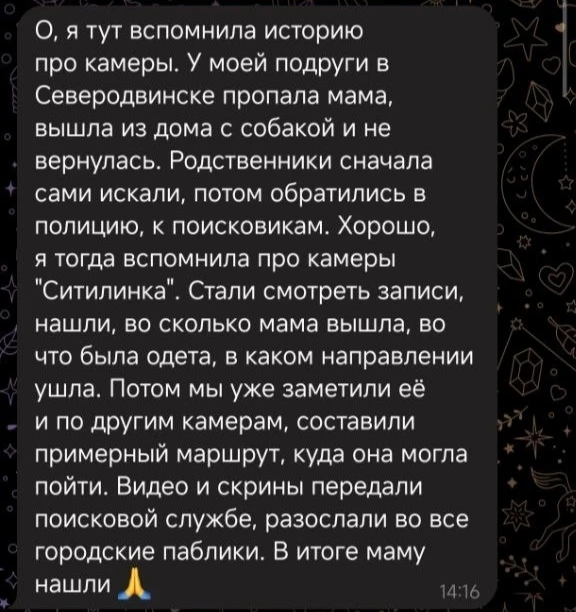Помните, рассказывали вам, что «Ситилинк» предоставил доступ к дворовым камерам поисково-спасательно