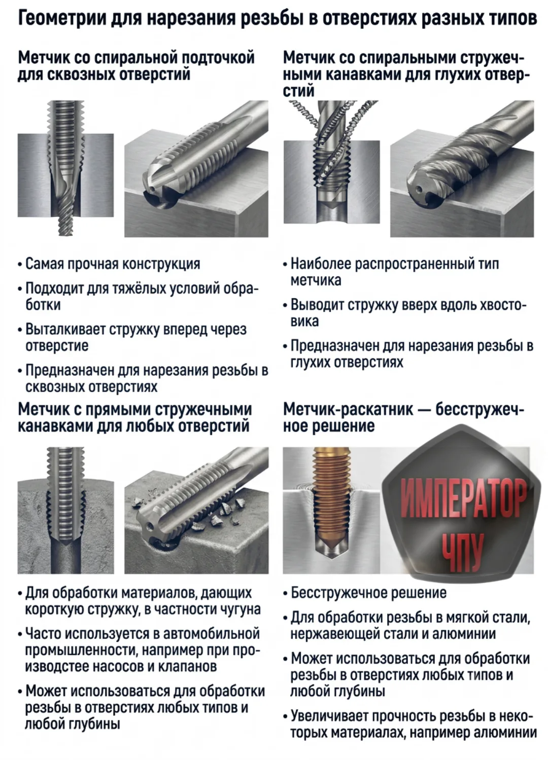 Виды метчиков 🔩