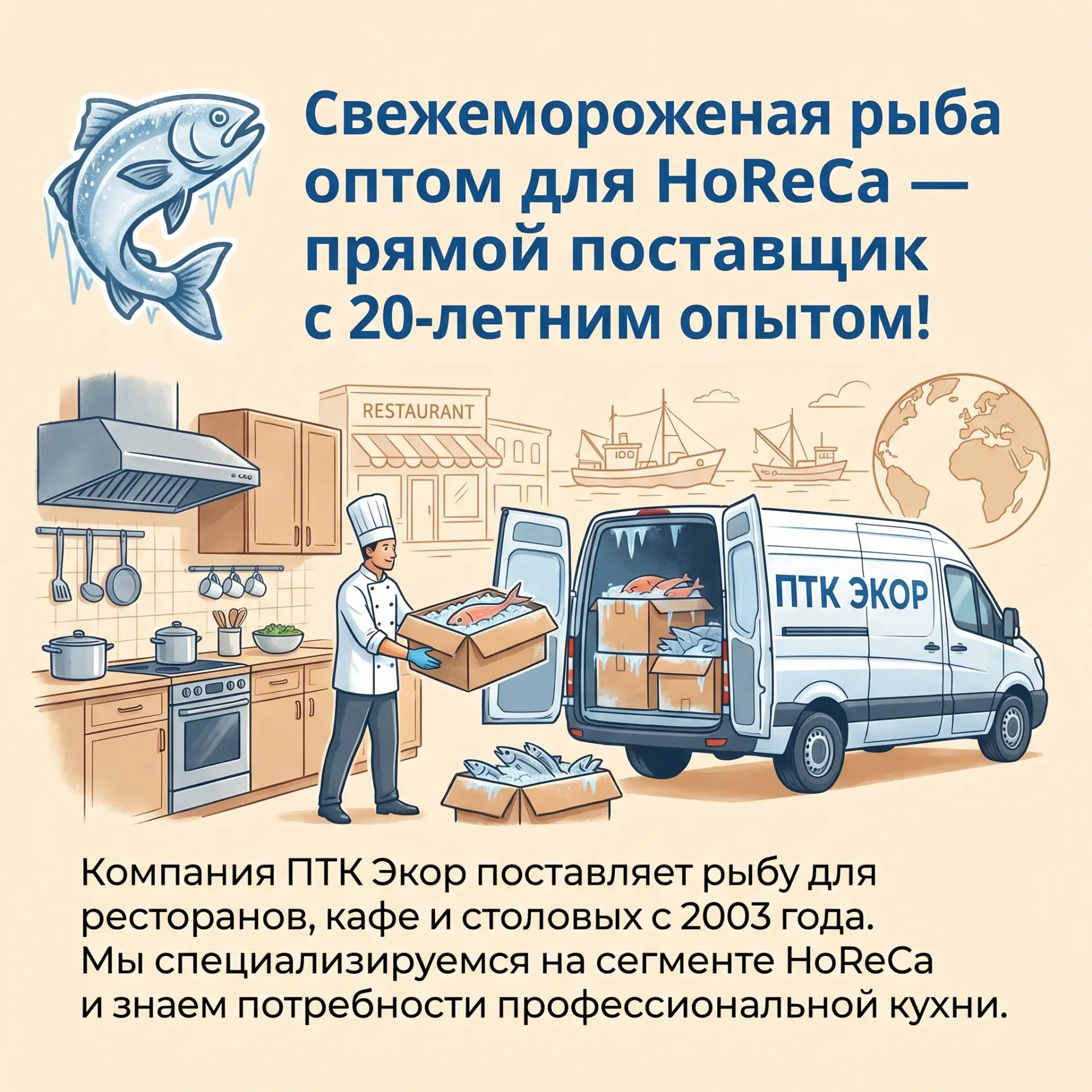 Свежемороженая рыба оптом для HoReCa — прямой поставщик с 20-летним опытом!

Компания ПТК Экор поста