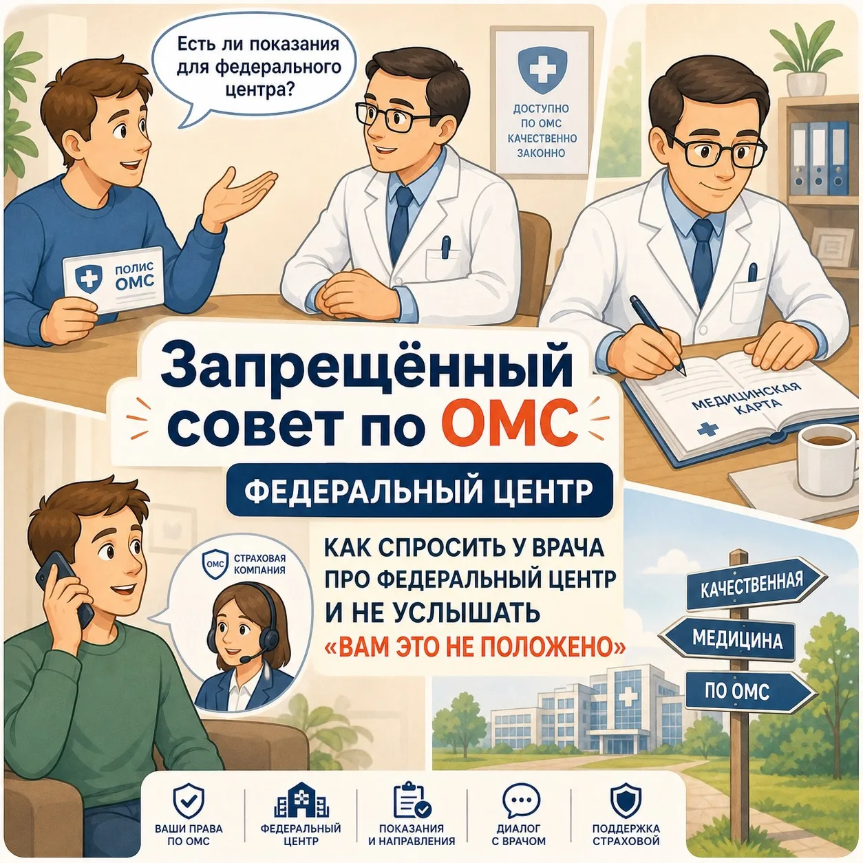 🧭 Запрещённый совет по ОМС: как спросить у врача про федеральный центр и не услышать «вам это не по