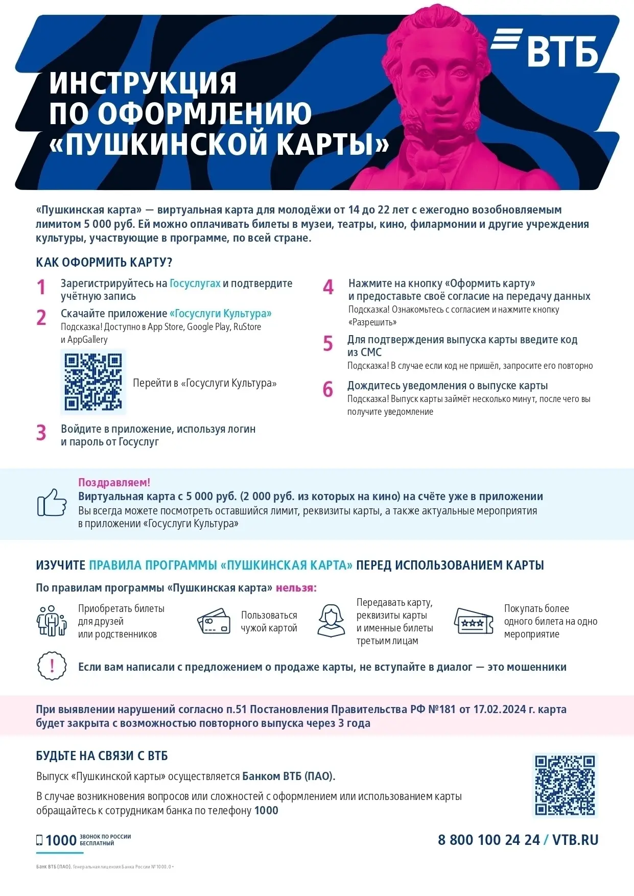 «Пушкинская карта» — это банковская карта с лимитом, средства на счету которой можно использовать, ч