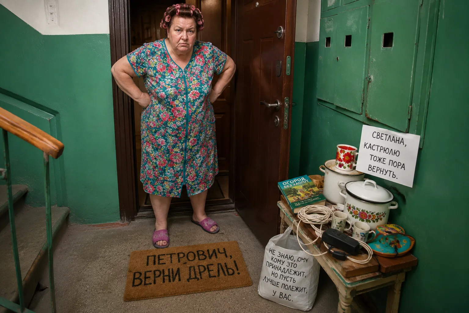 тётя Люба 

Тётя Люба была уверена, что в её подъезде кто-то постоянно ворует коврики.

Не деньги. Н