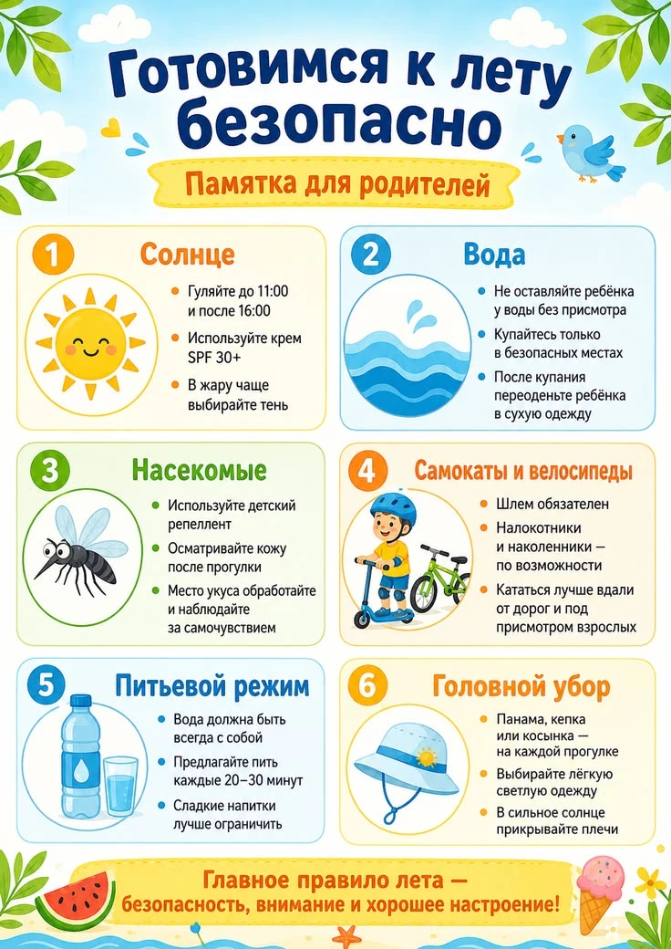 Лето — это время веселья, но и время, когда нужно соблюдать правила безопасности. Вот основные совет