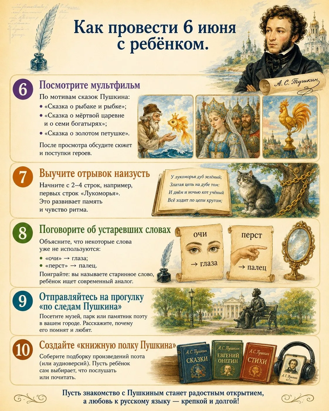 🦊🐈‍⬛🧜‍♀️Сегодня в гостях у нас - сказки Пушкина.

Знаете какой сегодня день? 6 июня - это:

❤️Ден