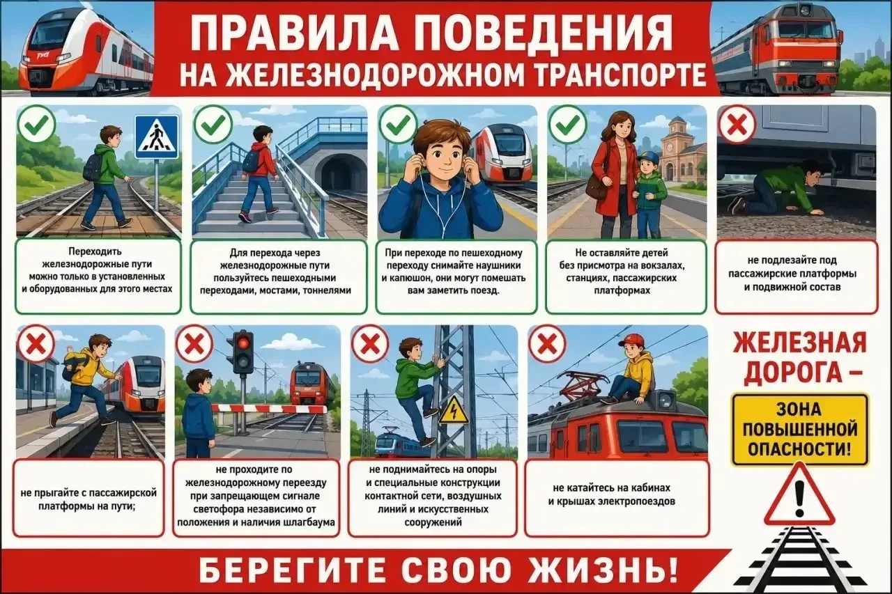 Железная дорога — зона повышенной опасности! 

Соблюдение простых правил — не просто формальность, а