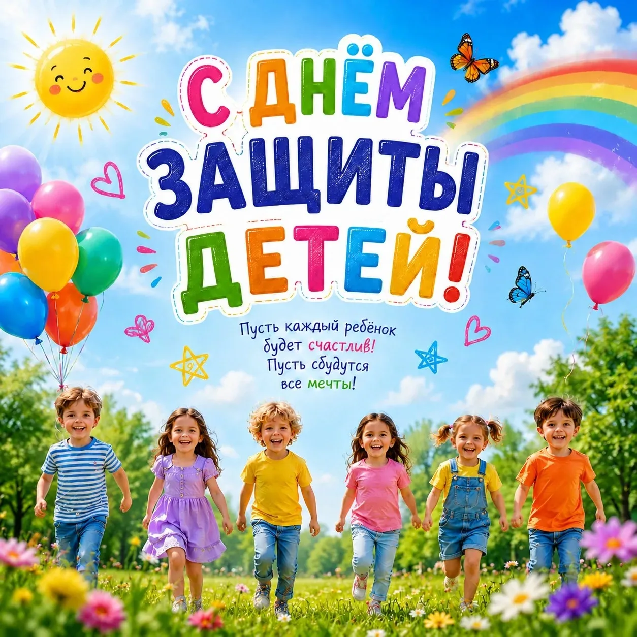 🌞Вот и лето наступило,
Нынче первый день!
Нужный праздник подарило,
Праздник всех детей.

Пусть он 