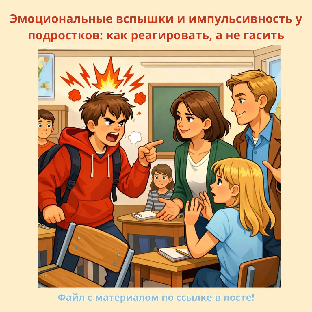 💥 Коллеги, эмоциональные вспышки подростков — это не «плохое поведение», а сигнал о внутреннем напр