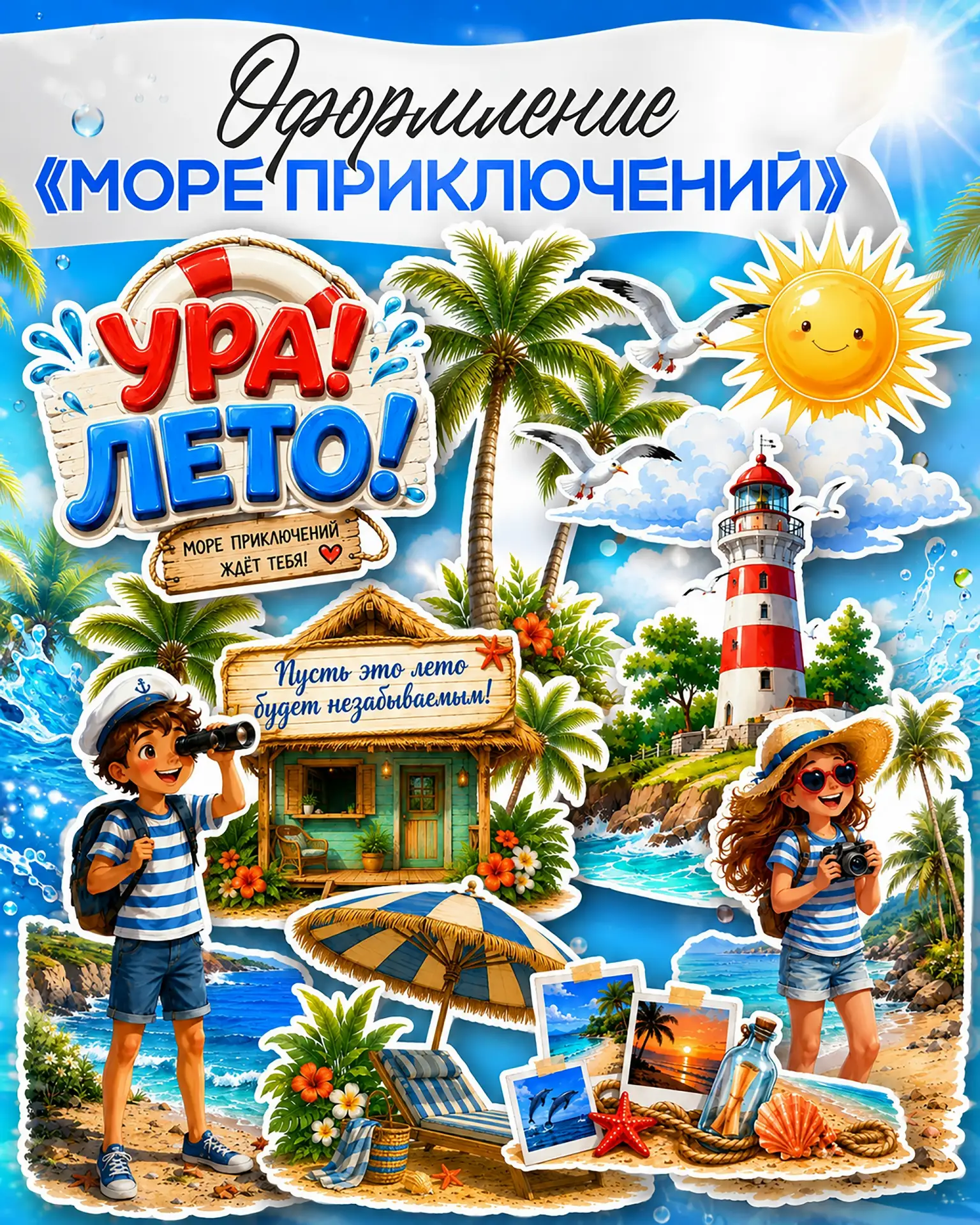 Оформление «Море приключений» — летнее оформление для пришкольного лагеря, кабинета или тематической